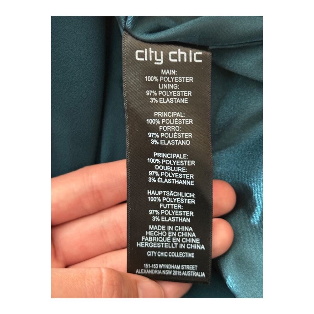 City Chic dress Va Va Voom cold shoulder green size XS 14 - Picture 6 of 9